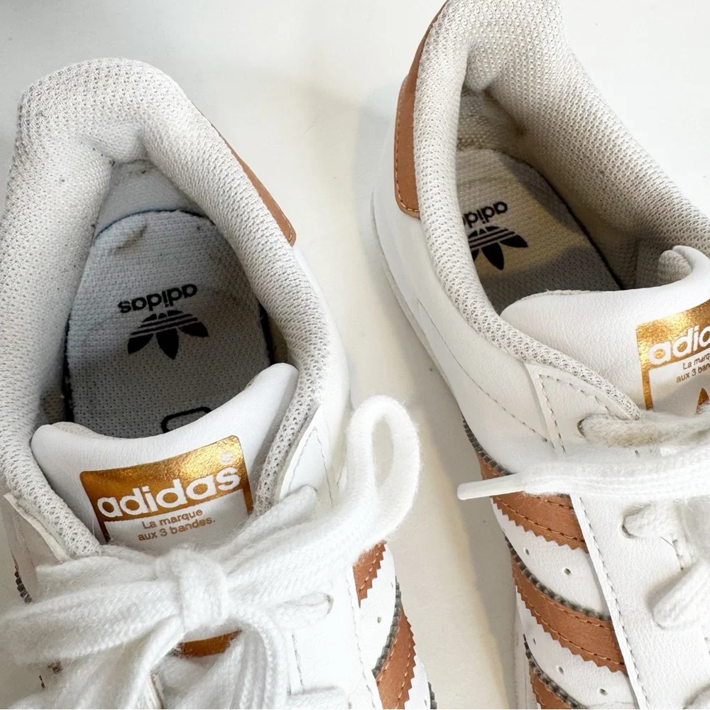 Adidas Originals‎ | Superstar White Copper Sneakers — Shell Toe Shoes Sz. 6